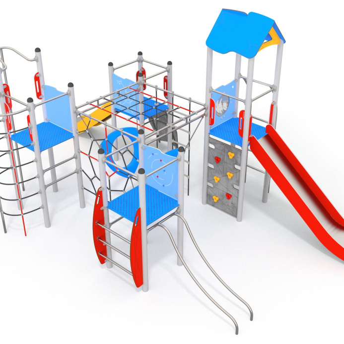 Négy torony óriás kötélhálókkal