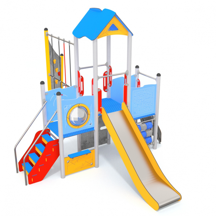 Torony iker bástyákkal óriás mászó hálóval