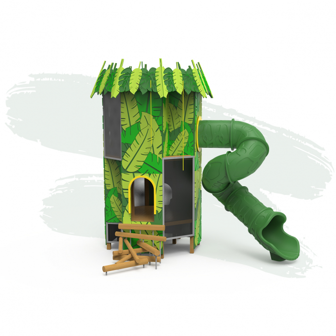 Erdő torony cső csúszdával