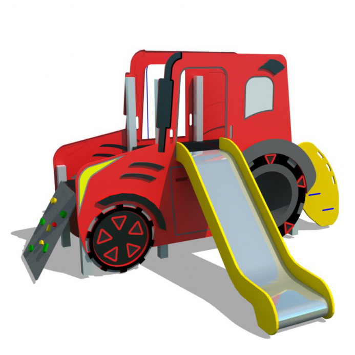 Traktor csúszdával