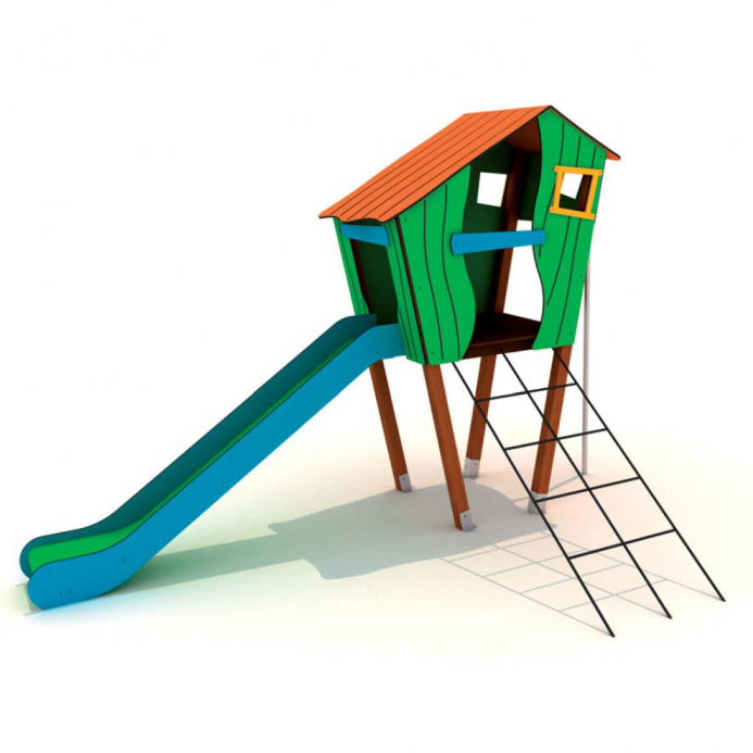 Csúszdás kisház lábakon
