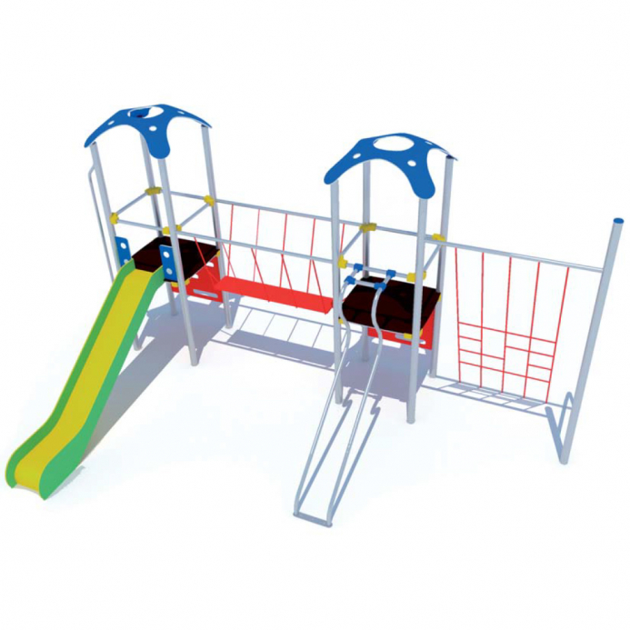 Fém dupla torony kötél híddal kötél mászókával