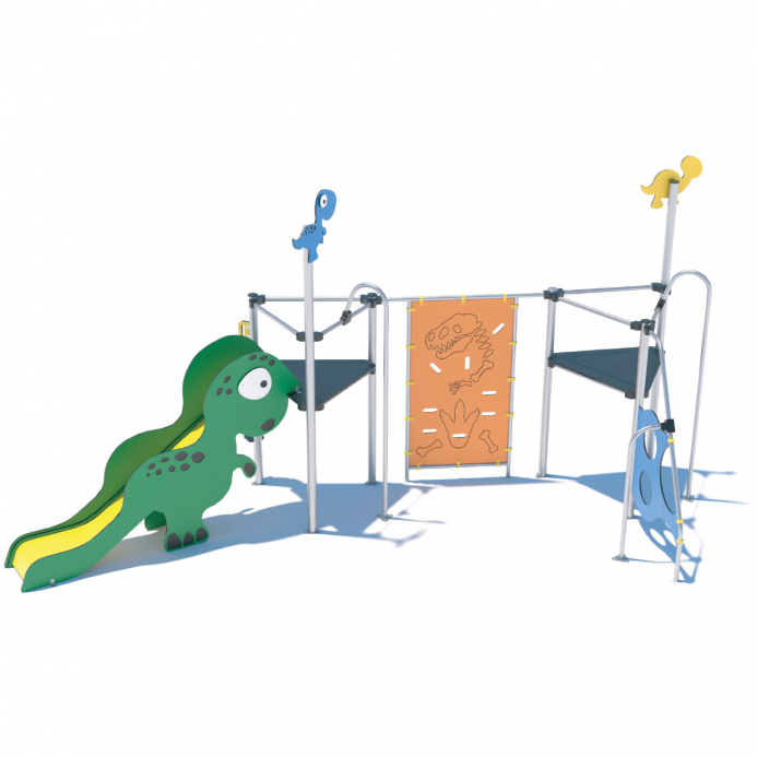 Fém torony dinó csúszdával mászófallal