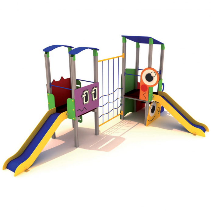 Rajzfilmes Dupla torony csúszdával kötélhálóval