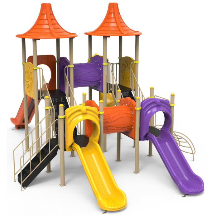 Fém 4 tornyú komplexum kicsiknek és nagyoknak