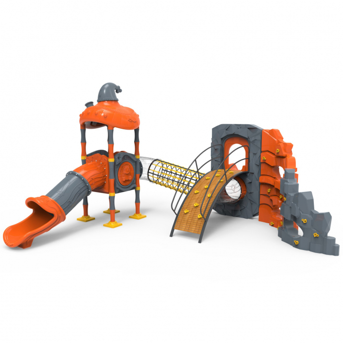 Mászófal ferde cső kötélhíddal