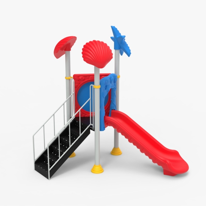 Fém háromszög bástya csúszdával létrával