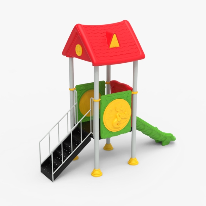 Fém szimpla torony csúszdával lépcsővel a kicsiknek