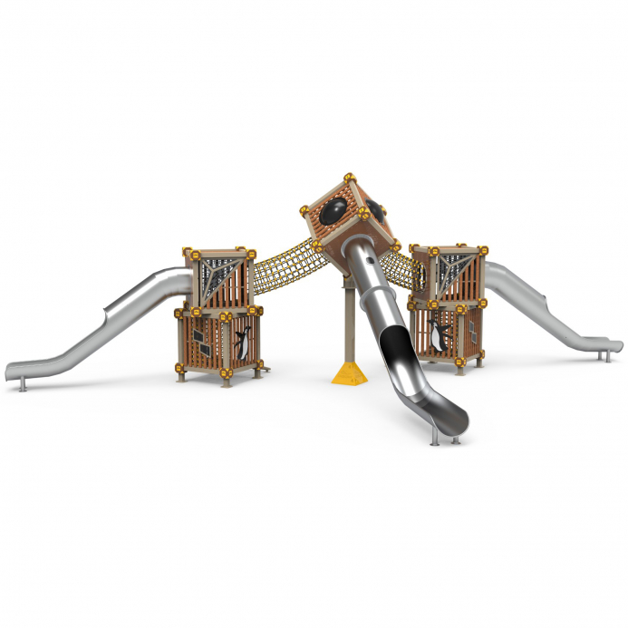 Tripla emeletes kockák cső csúszdákkal