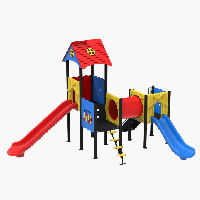 Fém színes torony alagúttal kicsiknek nagyoknak