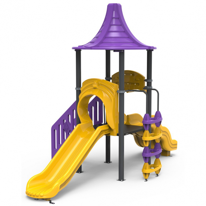 Vidám torony 3 csúszdával kicsiknek