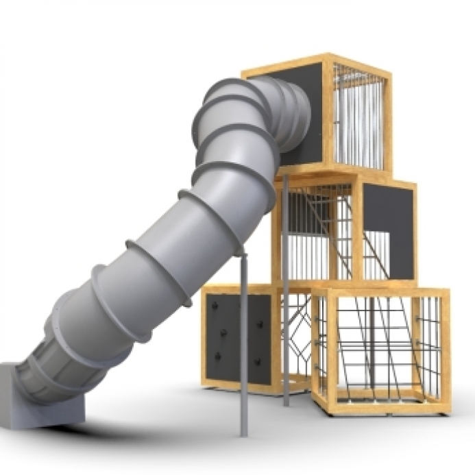 Háromszintes kockák csúszdával