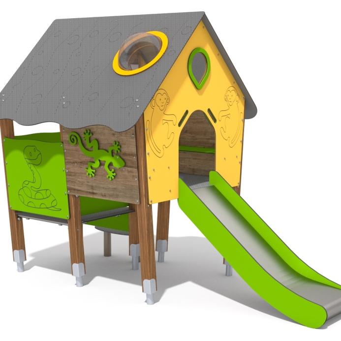 Két szintes csúszdás babaház