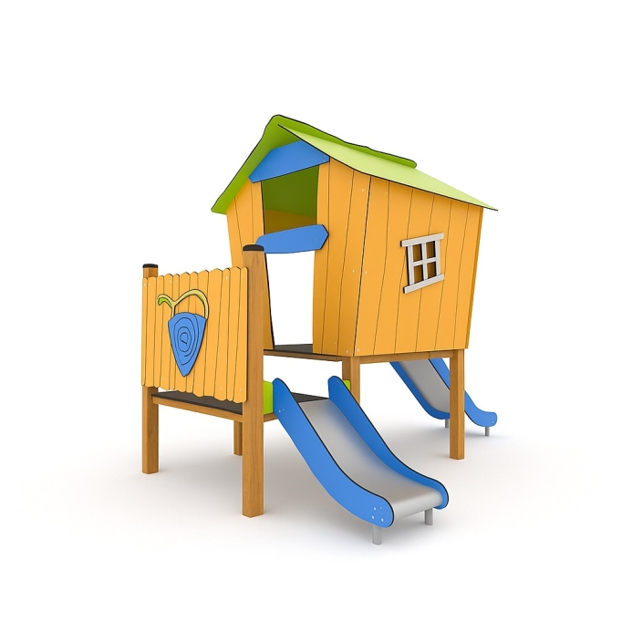 Két szintes babaház dupla csúszdával