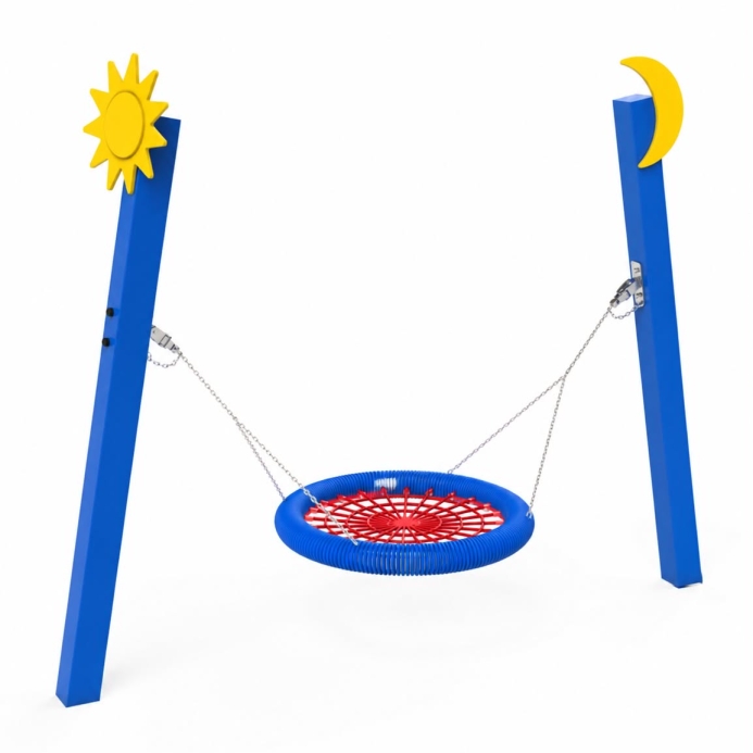 Fém oszlopos mini fészekhinta díszítő elemekkel