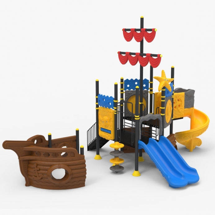 Fém hajó iker és spirál csúszdákkal