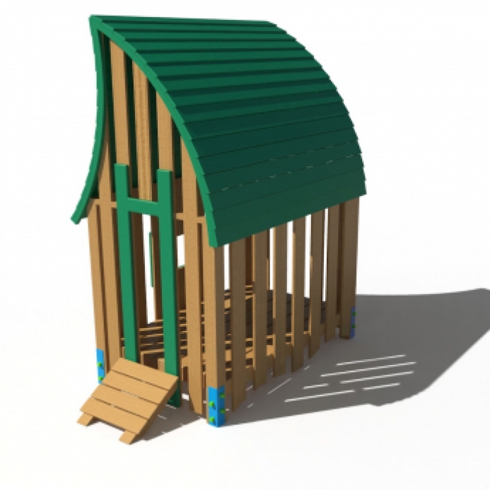 Babaház vidám tetővel