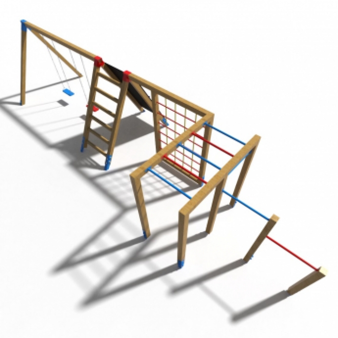 Hintával kombinált, nyújtós mászóka mászó hálóval