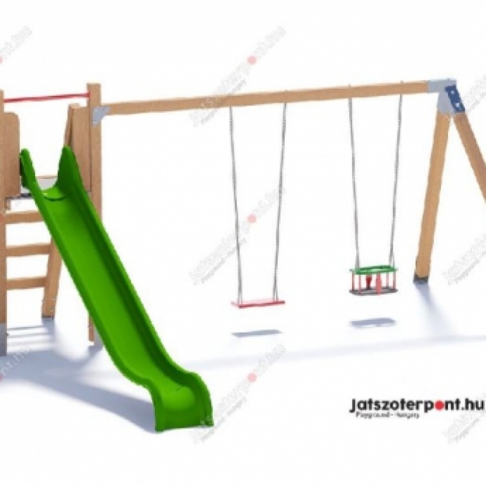 Állványos csúszda dupla hintával
