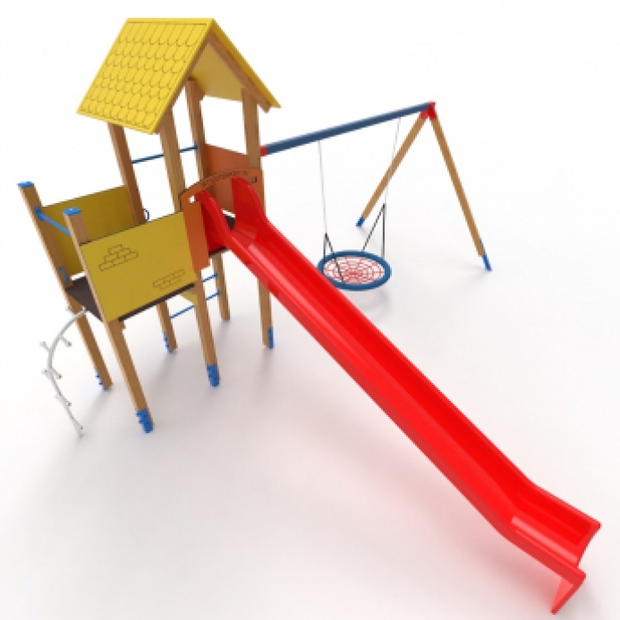 Óriás iker tornyok fészekhintával és 4 méteres óriás csúszdával