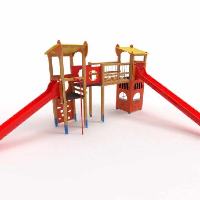 XAVI dupla tornyú vár 4 és 3 méteres csúszdákkal