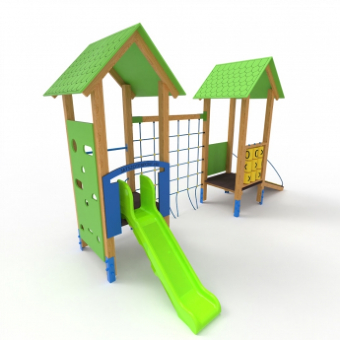 Dupla torony óriás mászó fallal és óriás mászó hálóval