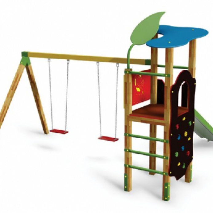 Amöba torony csúszdával dupla hintával