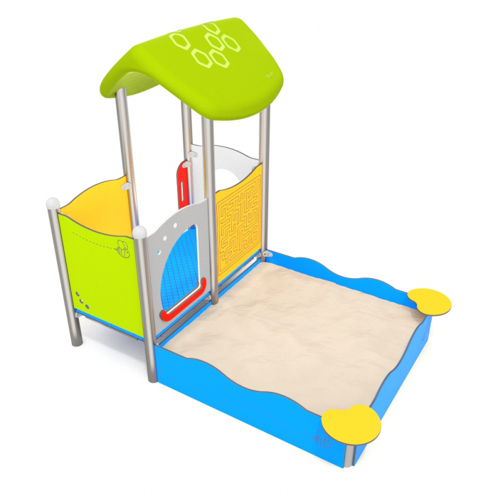 Homokozó babaházzal