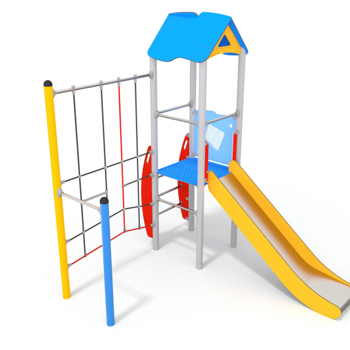 Csúszdás torony óriás kötélhálós mászókával