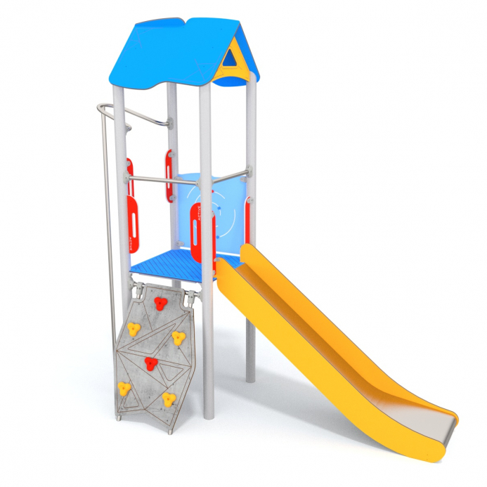 Csúszdás torony tűzoltó csővel és mászófallal