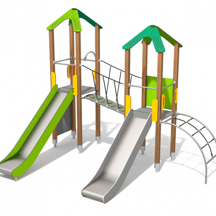 Dupla torony dupla csúszdával és ferde híddal