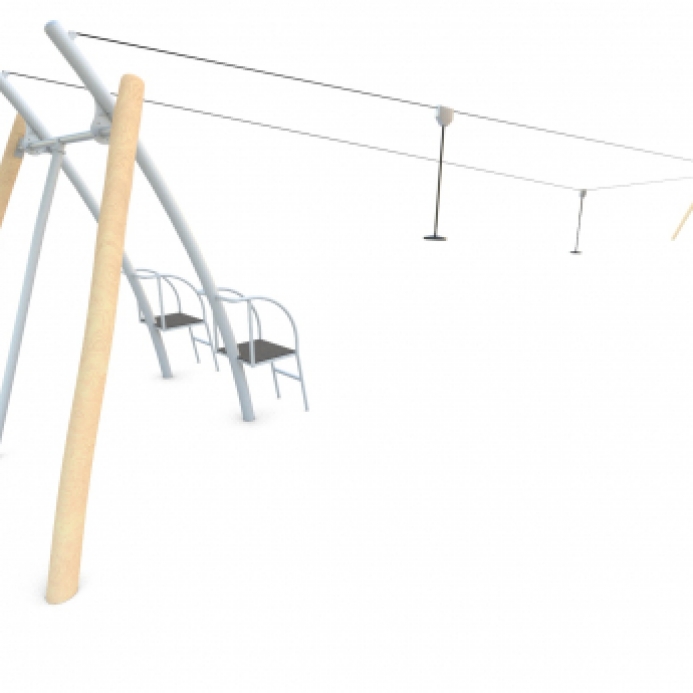 Drótkötélpálya két sávos fém tartólábbal