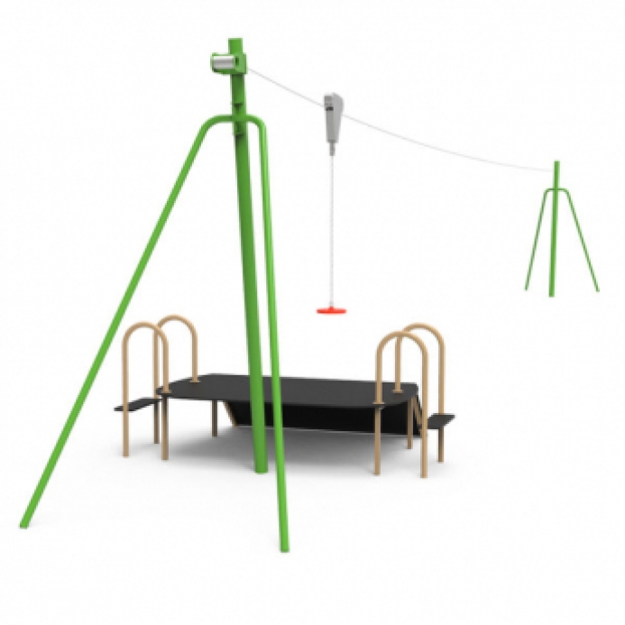 Fém drótkötélpálya indító dobogóval