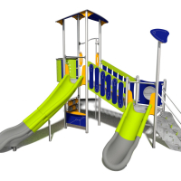 INOX dupla torony ferde híddal dupla csúszdával