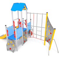 Torony iker bástyákkal óriás mászó hálóval