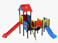 Fém színes torony alagúttal kicsiknek nagyoknak