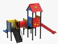 Fém színes torony alagúttal kicsiknek nagyoknak