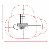 Csúszdás kisház lábakon mászó kötéllel