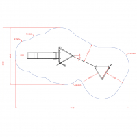 Fém dupla torony dinó csúszdával kötélhálóval
