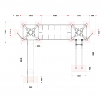 Fém dupla torony kötél híddal tűzoltó csővel