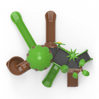 Erdő komplexum mászófallal és csúszdákkal