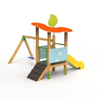 Liliputi csúszdás torony hintával