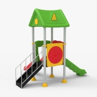 Fém dupla csúszdás torony kicsiknek lépcsővel