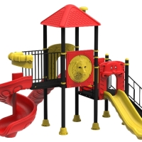 Fém kombi torony 1 spirál és 2 egyenes csúszdával kicsiknek nagyoknak