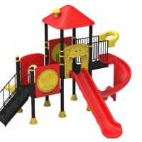 Fém kombi torony 1 spirál és 2 egyenes csúszdával kicsiknek nagyoknak