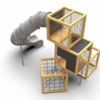 Háromszintes kockák csúszdával