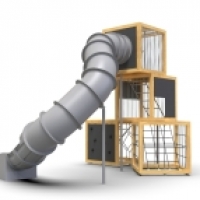 Háromszintes kockák csúszdával