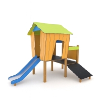 Két szintes babaház dupla csúszdával