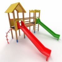 Vár és bástya láncos híddal dupla csúszdával