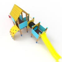 Mempys három tornyos vár íves mászó fallal és alagúttal